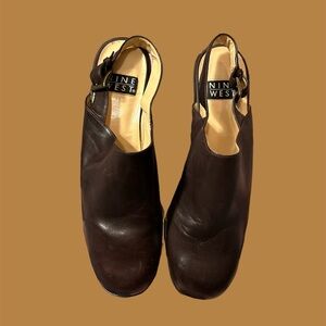 Nine West Leather Slingback Mules